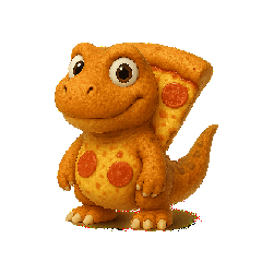 A food-dinosaur hybrid in an OK pose
