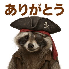 Surrealistic pirate raccoon sticker 002