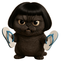 The black cat with annoy bangs No text