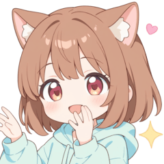 Brown Cat Ear Hoodie Girl Sticker