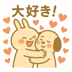 Bunny & Dog Couple Love Stickers