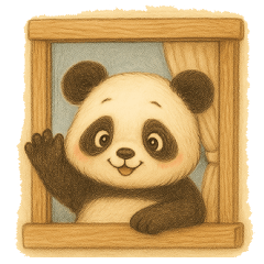 Cute retro panda's daily life