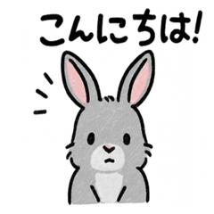 Cute gray bunny stickers for daily chats