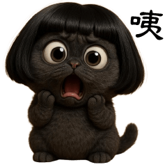 一隻有著惱人瀏海的黑貓