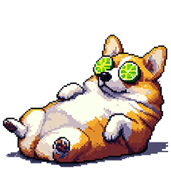 Pixel art no word fat corgi