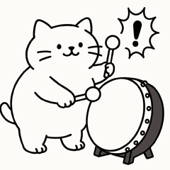 A simple and happy little white cat