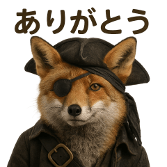Surrealistic pirate fox sticker 002