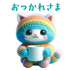 Rainbow Yarn Kitty Stickers
