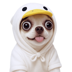 穿著白色鴨子裝的吉娃娃 (NT)