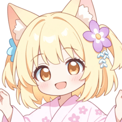 Blonde cat girl in yukata sticker