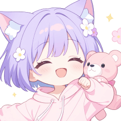Bear Purple Cat Ear Hoodie Girl Sticker
