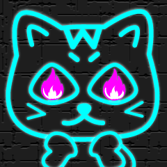 飛び出すネオン猫