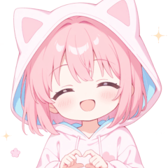 Lovely Cat Ear Hoodie Girl  Sticker