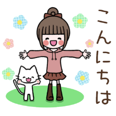 飛び出す♡お団子ヘアの女の子のスタンプ