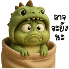 Grumpy green frog Dino head