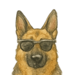 鉛筆画シェパードのかわいい日常会話