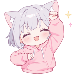 Light Gray Cat Ear Hoodie Girl  Sticker