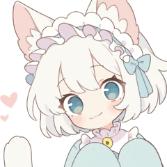 White Cat Maid Girl Sticker