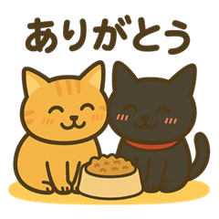 茶トラわらびちゃんと黒猫ここちゃん