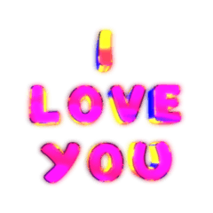 Lovely 3d text full of love : animated