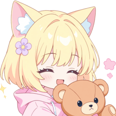 Bear Blonde Cat Ear Hoodie Girl Sticker
