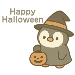 Happy Halloween penguin stamp