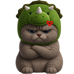 Grey Cat Green Dino (No Text)