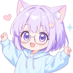 Girl Glasses and Cat Ear Hoodie Sticker