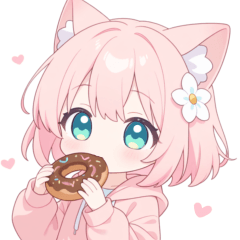 Girl in a Donut Cat Ear Hoodie Sticker