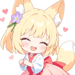 Cute Fox Girl Shrine Maiden Sticker