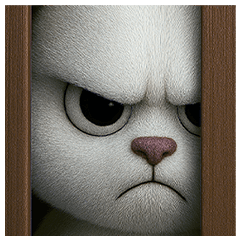 Grumpy White Bunny: No Words Needed