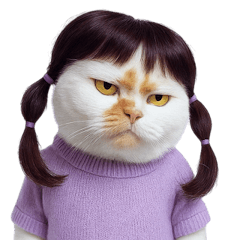 可愛編髮白貓 (NT)