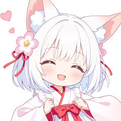 Cute shrine maiden white fox sticker