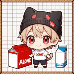 Box and Sky-Blue Cat Hat Boy Sticker