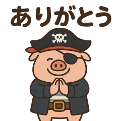 Surrealistic pirate pig sticker 001