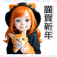 Orange Girl New Year's Card (Resale)