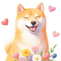 小さなハートと柴犬スタンプ