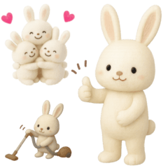 毎日使えるふわふわ白ウサギスタンプ