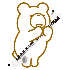 Bear playing the bass clarinet.