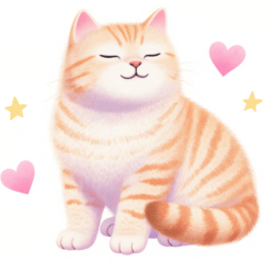 Small Heart and Cat Sticker
