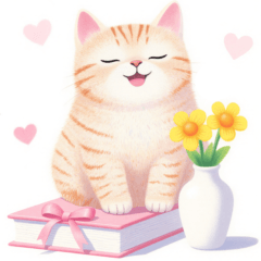 小さなカップケーキと猫スタンプ