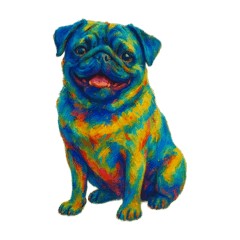 Colorful & Quirky Black Pug Stickers