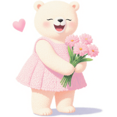 Pink Dress White Bear Sticker