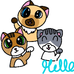 Three cat animated stickers