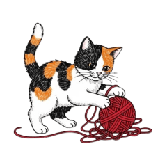 Ball of yarn and happy cat