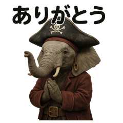 Surrealistic pirate elephant sticker 002