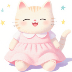 Pink Dress Cat Sticker