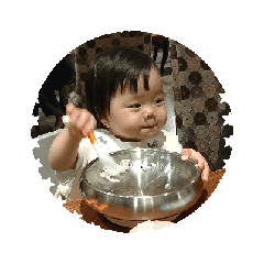 Funny baby eating
