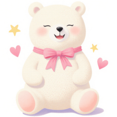 Small Heart and Polar Bear Sticker