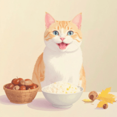 ねこなで(秋を感じるスタンプ)